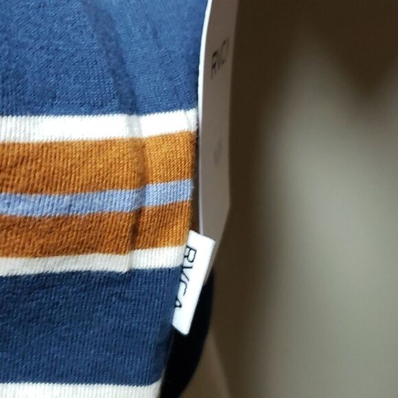 rvca Polar Polo Navy Striped Top - Picture 3 of 5